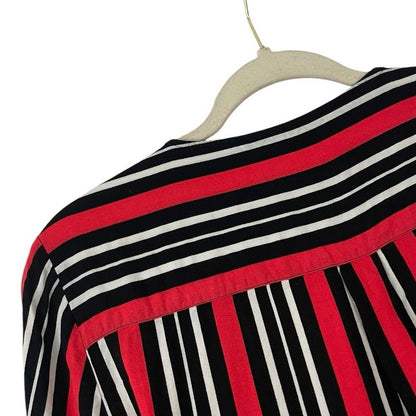 ONLY Red & Black Striped Tie Front Bell Sleeve Top