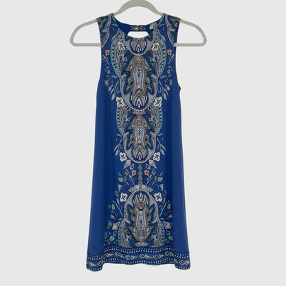 Ecote Blue Boho Open Back Mini Dress
