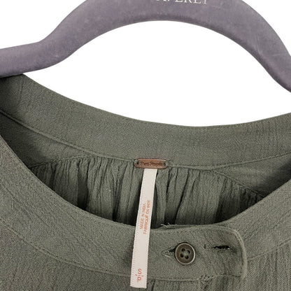 Free People Green Long Sleeve Billowy Blouse
