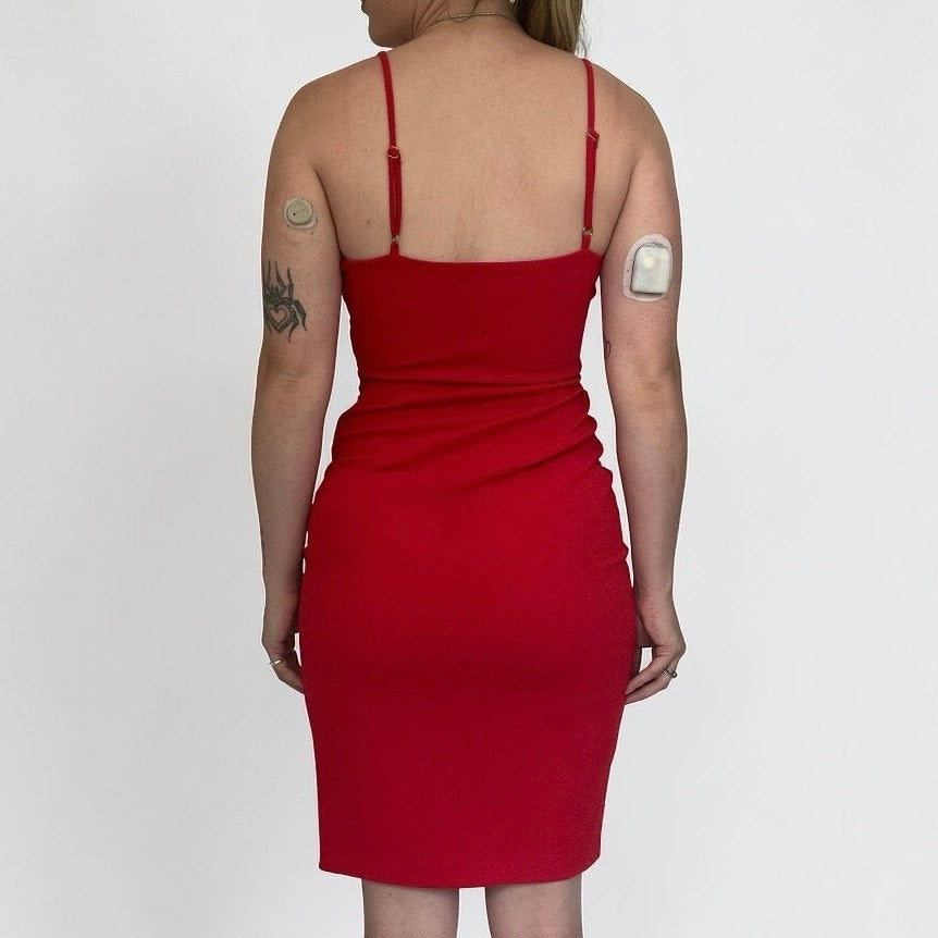 Express Red Bodycon Dress with Side Slit