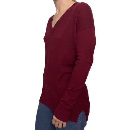 Pixley Red Cutout Shoulder V-Neck Sweater