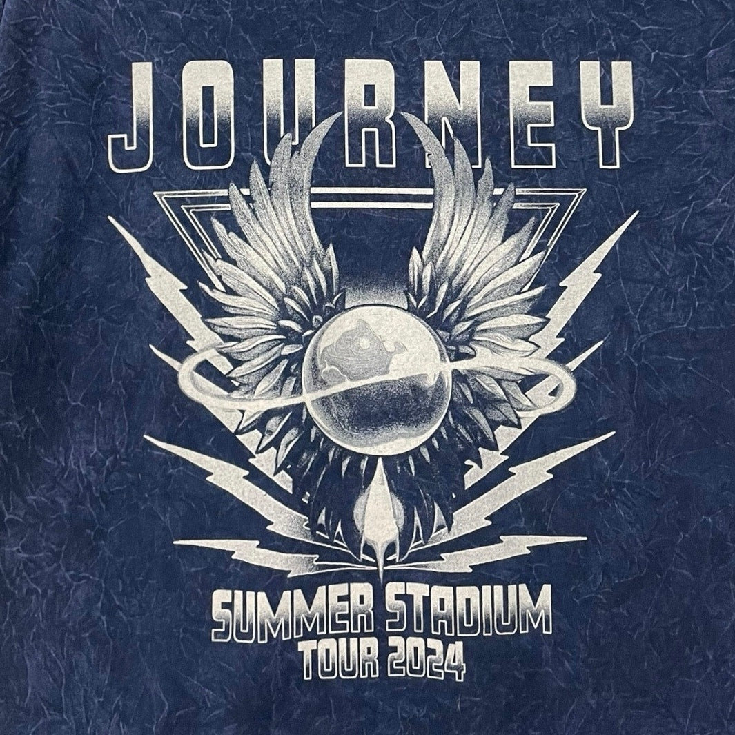 Colortone Navy Blue Acid Wash Journey Summer Stadium Tour 2024 Graphic Tee