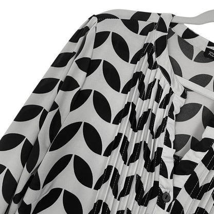 Reborn Black & White Geometric Print 3/4 Sleeve Tunic Blouse