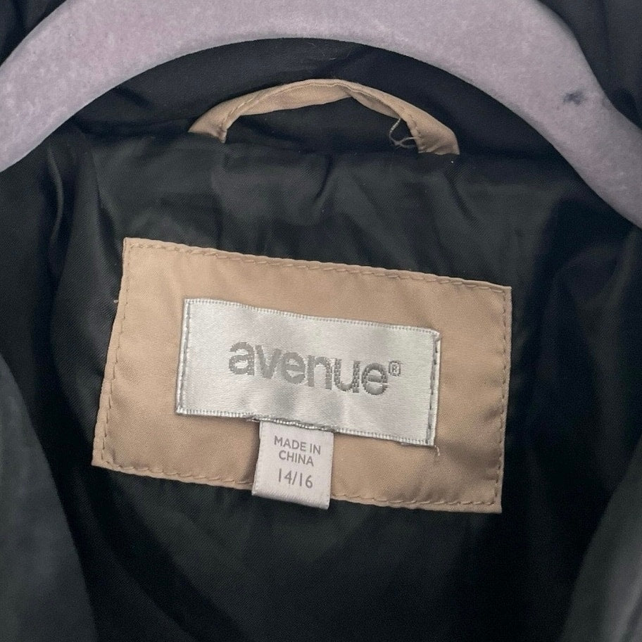 Avenue Black Zip Up Puffer Fitted Winter Coat