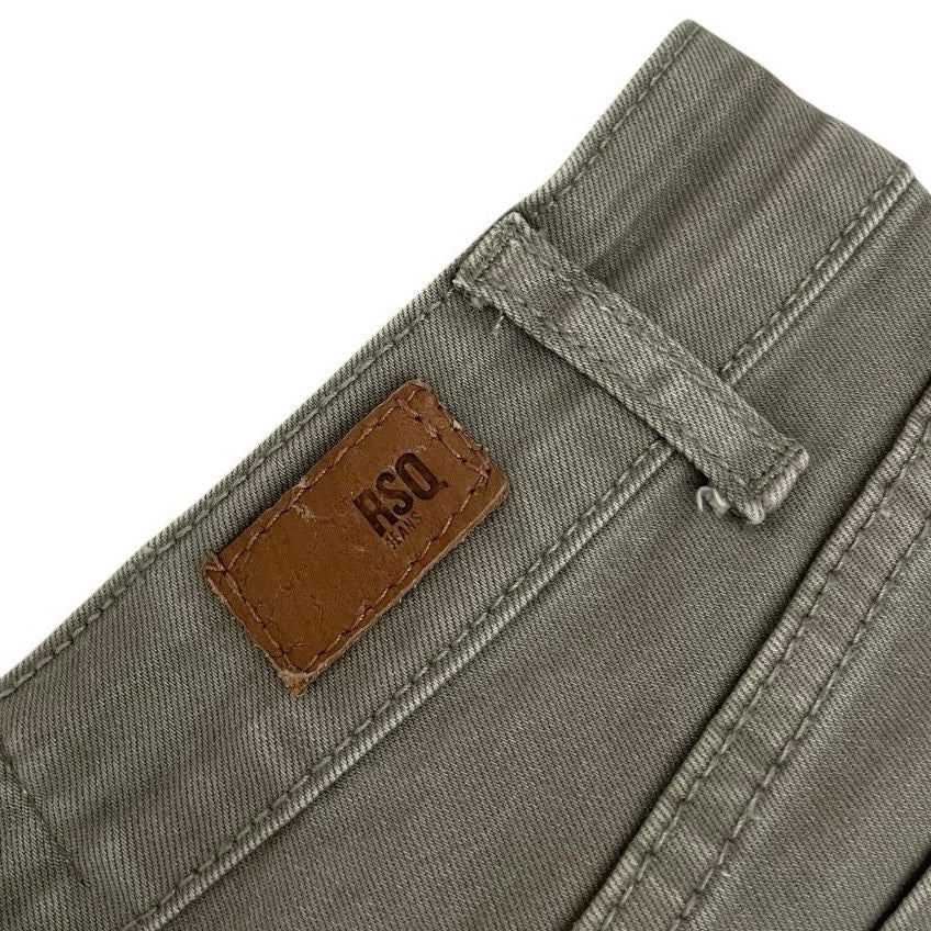 RSQ Jeans Olive Green Cabo Cut-Off Distressed Mini Jean Shorts