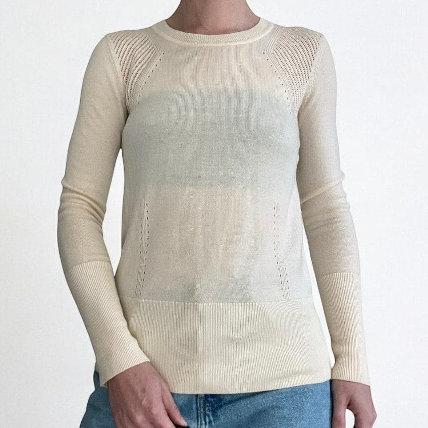 Athleta Cream Knit Wool Soft Sweater