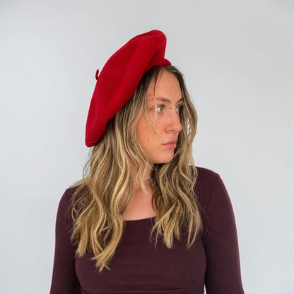 Aris Vintage Pure Wool Red Beret