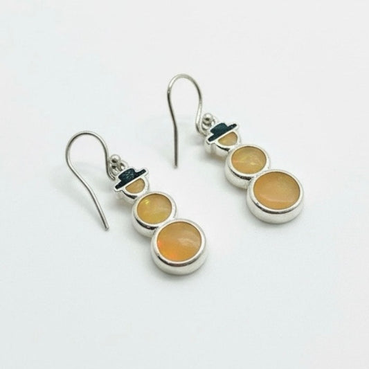 Vintage Snowman Silver & Yellow Glittery Earrings