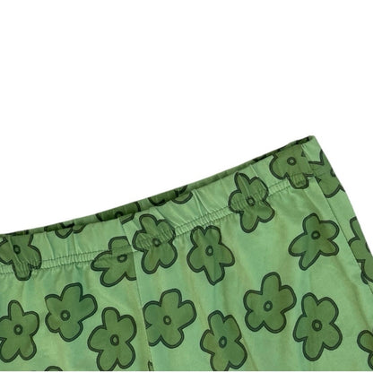 SHEIN Green 70s Flower Print Midi Bike Shorts