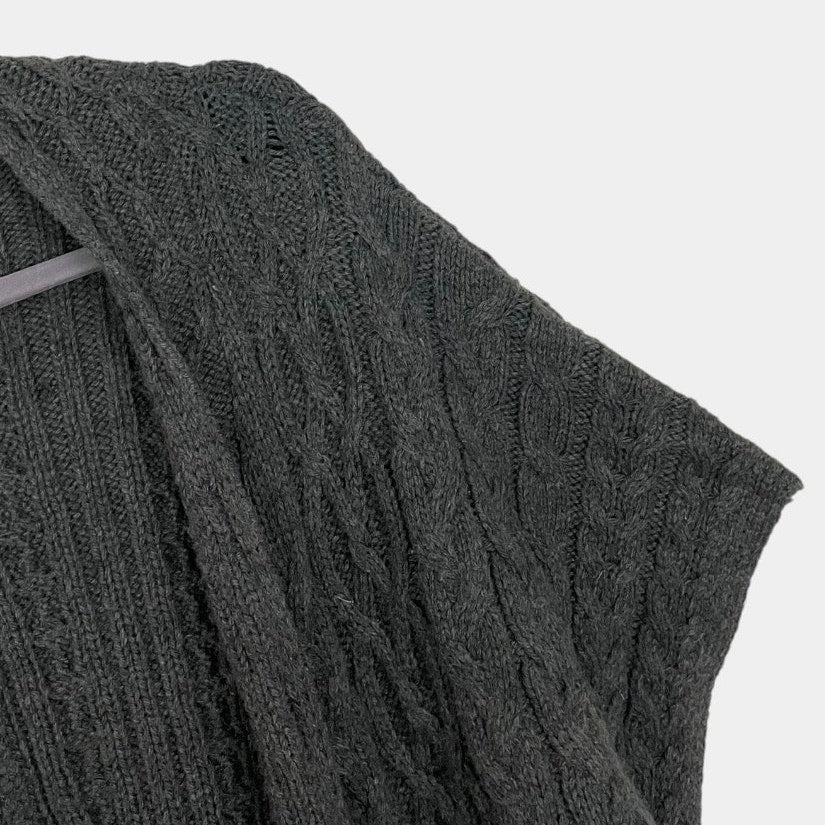 Coldwater Creek Grey Cable Knit Short Sleeve Cardigan Sweater