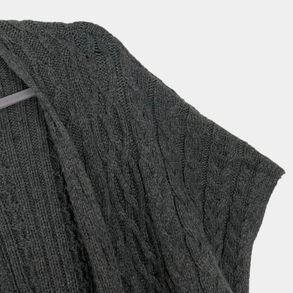 Coldwater Creek Grey Cable Knit Short Sleeve Cardigan Sweater