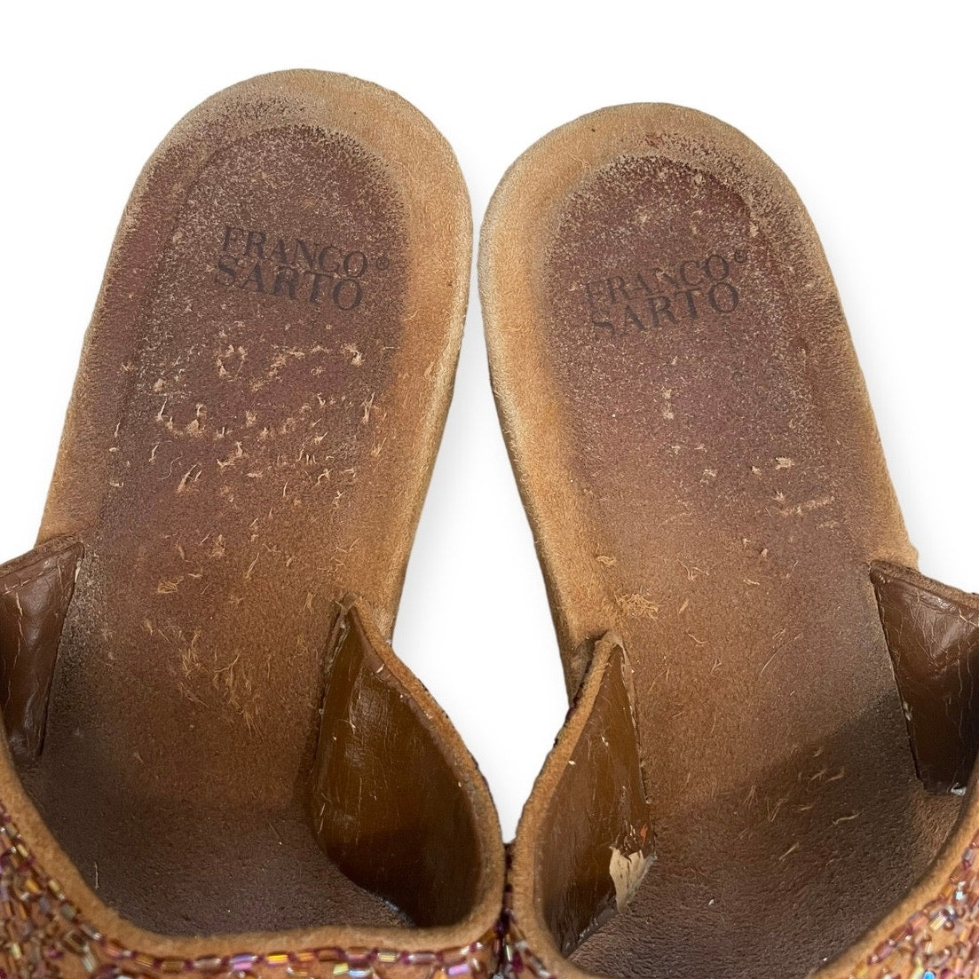 Franco Sarto Brown Leather Embellished Sandals