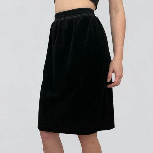 SK & Company Vintage Black Velvet Midi Skirt