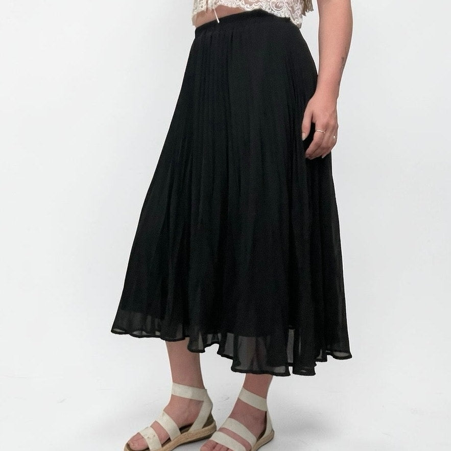 A New Day Black Pleated Maxi Skirt