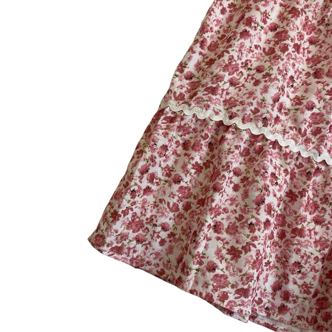 Beachsissi Pink Floral Tiered Mini Dress