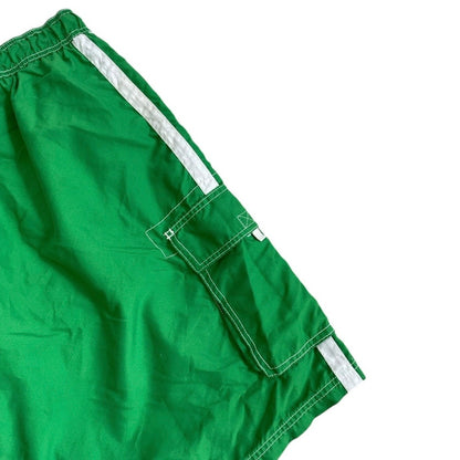 Kanu Surf Mens Green & White Stripe Swim Trunks