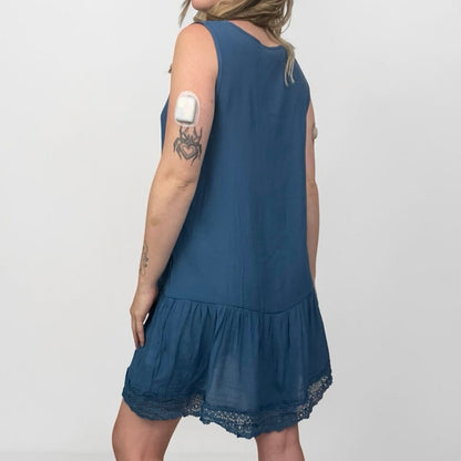 NWT Cupshe Sheer Blue Lace Trim Tiered Mini Dress