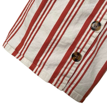 Sky and Sparrow Orange & White Striped Button Down V-Neck Mini Dress