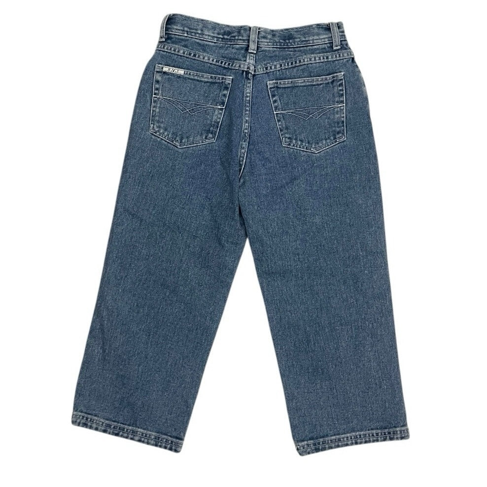 R.V.T Vintage Floral Embroidered Ankle Cropped Jeans