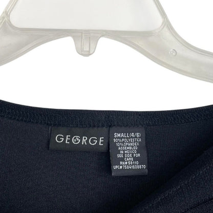 George Vintage Soft Black Quarter Sleeve Crewneck Blouse