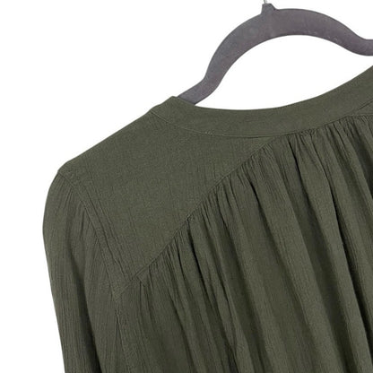 Free People Green Long Sleeve Billowy Blouse