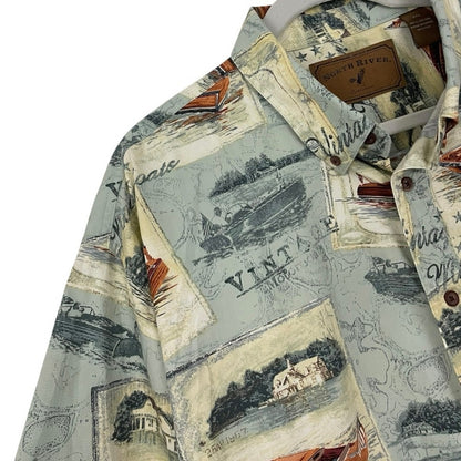 North River Mens Vintage Motorboats Button Down Shirt