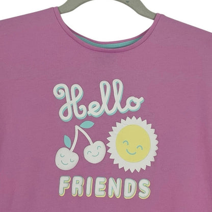 365 Kids Pink Hello Friends Girls Graphic Short Sleeve Y2K Baby Tee