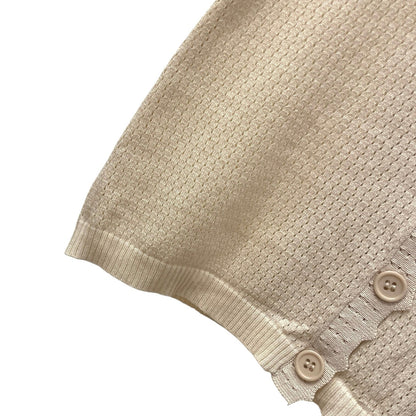 NWT Rihoas Sheer Cream Short Sleeve Button Down Blouse