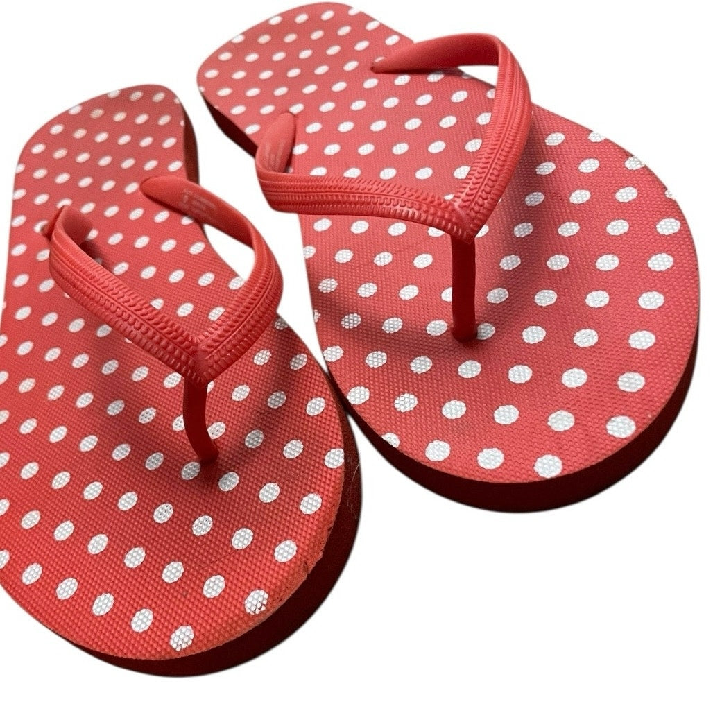 Shade & Shore Orange & White Polka Dot Flip Flop Sandals