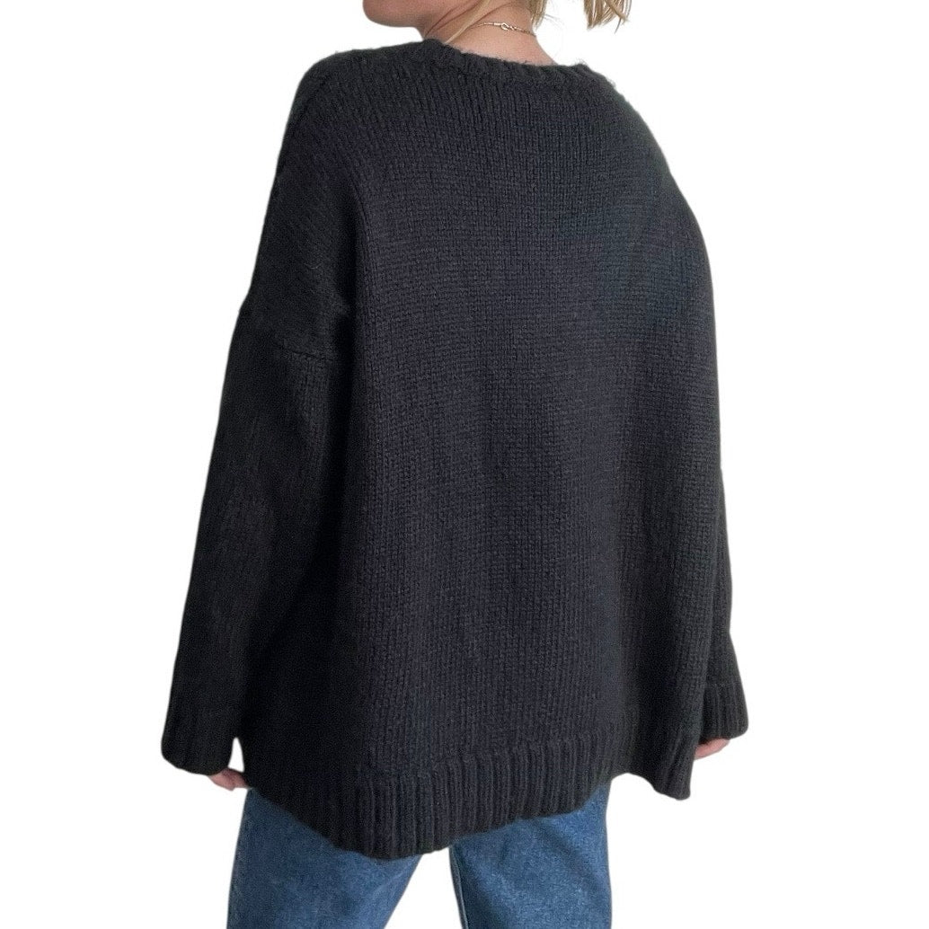 Wooden Ships Black Knit Crewneck Mohair x Wool Sweater