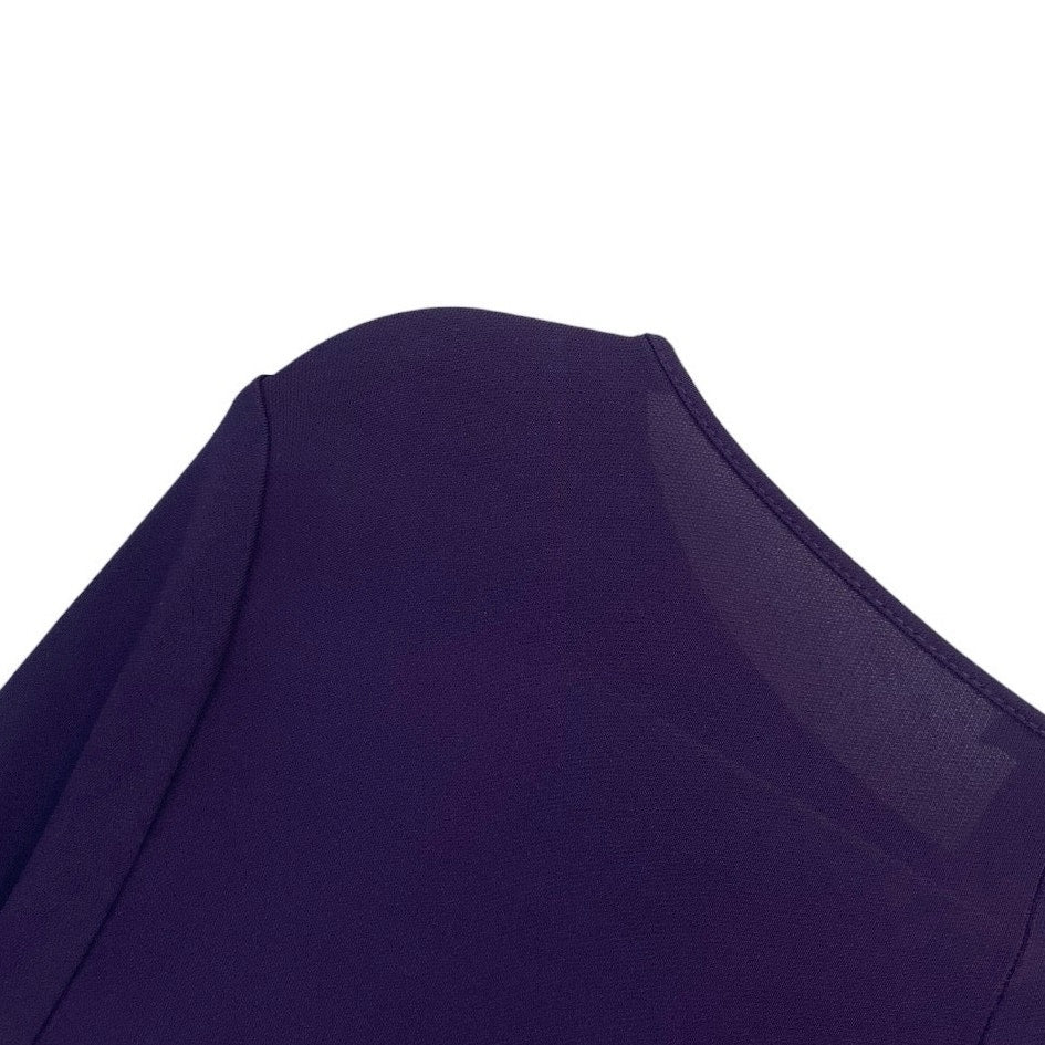 Doncaster Purple Asymmetrical Draped 3/4 Sleeve Dress