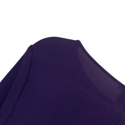 Doncaster Purple Asymmetrical Draped 3/4 Sleeve Dress