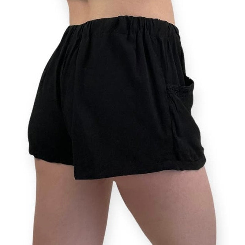 Cotton: On Black Boho Stretchy Casual Mini Shorts