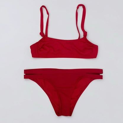 Xhilaration Red Ribbed Bikini Set