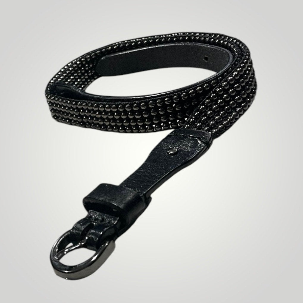 J. Crew Thin Black Beaded Leather Belt