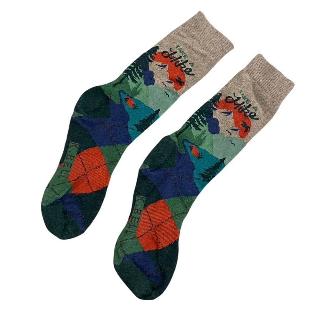 NWOT K. Bell Take A Hike Landscape Mid-Calf Socks