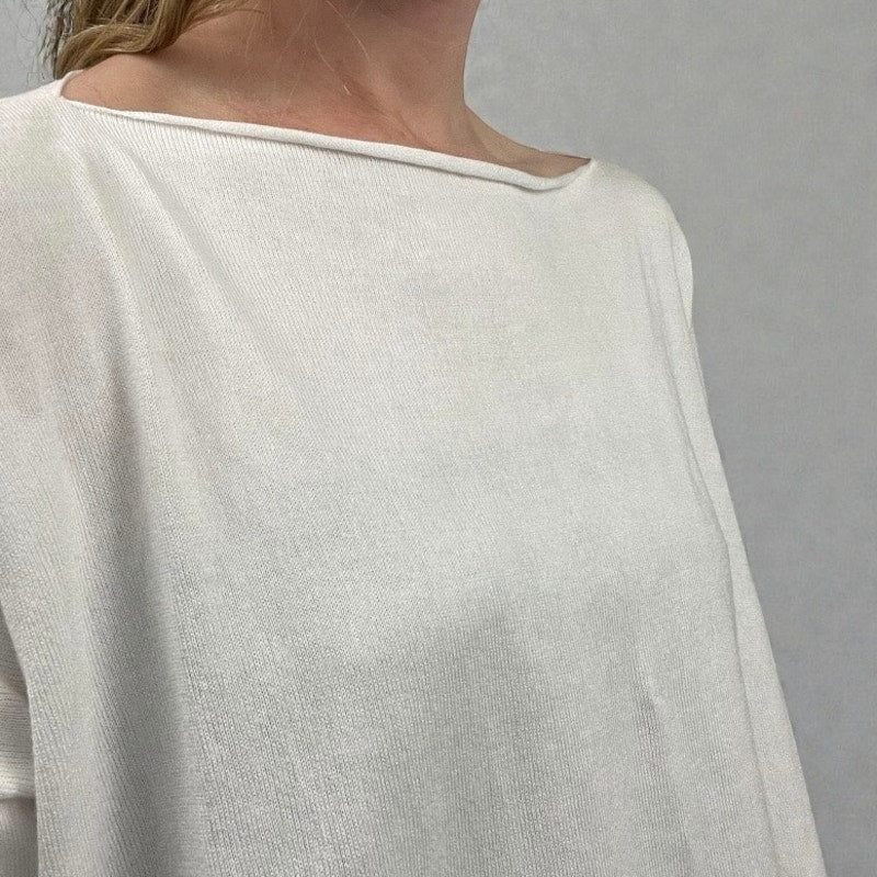 Planet White Long Sleeve Ribbed Hem Top