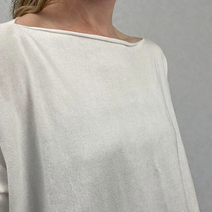 Planet White Long Sleeve Ribbed Hem Top