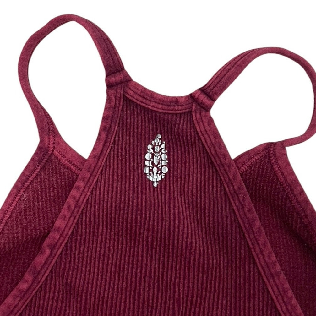 Free People Movement Maroon Ribbed Cropped Active Top