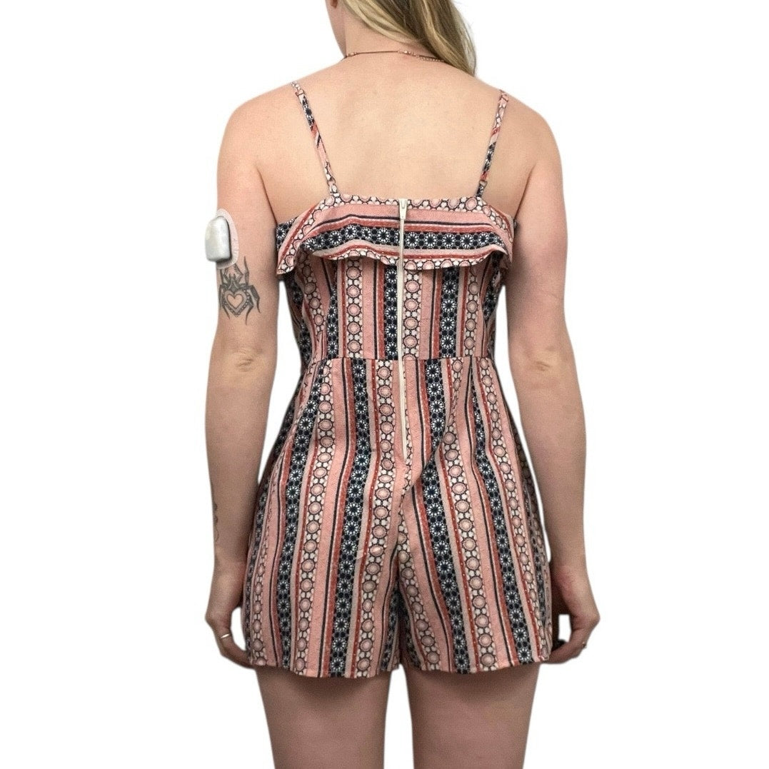 Xhilaration Boho Ruffled Trim Tie Front Mini Romper