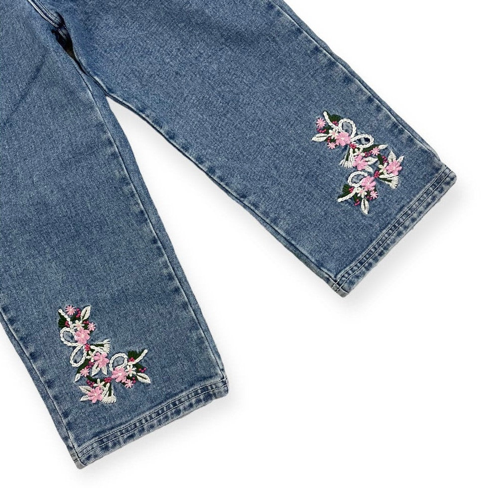 R.V.T Juniors Floral Embroidered Cropped Jeans