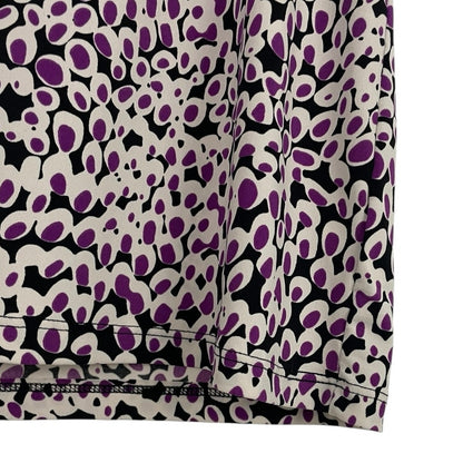 AB Studio Purple Abstract Print Short Sleeve Cutout Back Blouse