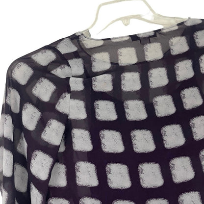 Alfani Petite Purple and White Sheer Patterned Blouse