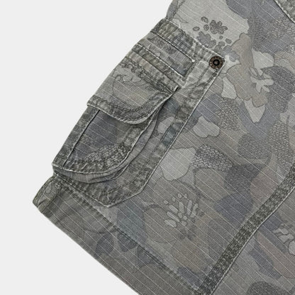 Eddie Bauer Grey Floral Camouflage Print Cargo Mini Shorts