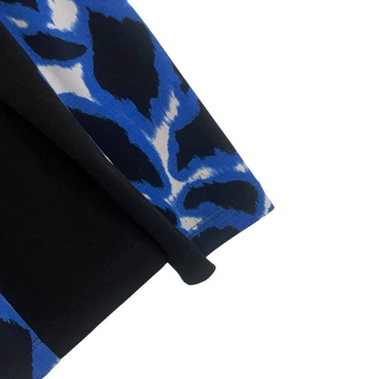 Doncaster Blue & Black Abstract Print Long Sleeve Crewneck Blouse