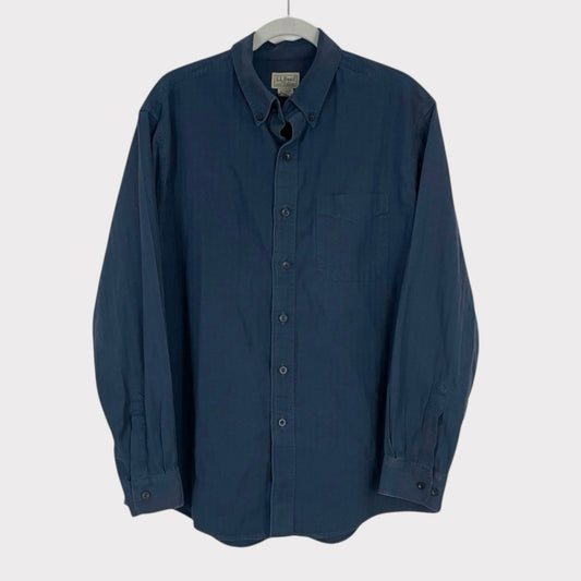 L.L. Bean Vintage Mens Blue Long Sleeve Button Down Cotton Shirt