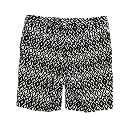 Mario Serrani Black & White Geometric Bermuda Midi Shorts