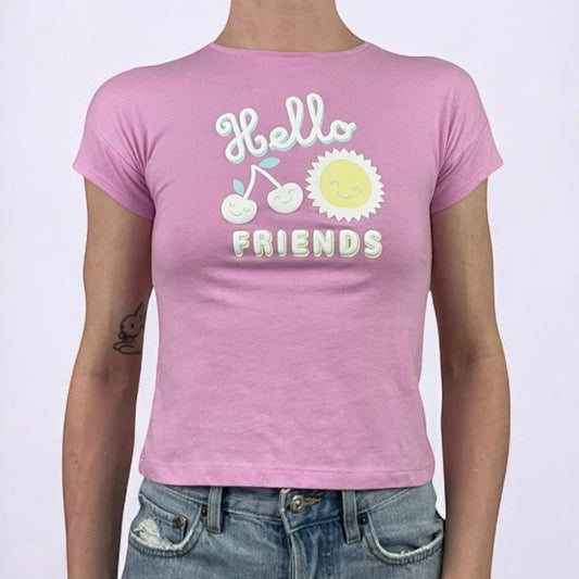 365 Kids Pink Hello Friends Graphic Short Sleeve Tee