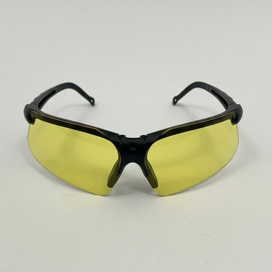 Sporty Shield Wraparound Black Frame Yellow Tinted Sunglasses