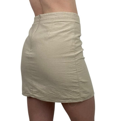 Eight Paris Beige Mini Skirt with Side Slit